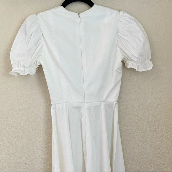 House of CB 'Ellery' Linen Puff Sleeve Sundress midi white‎ NWOT M - Picture 9 of 16